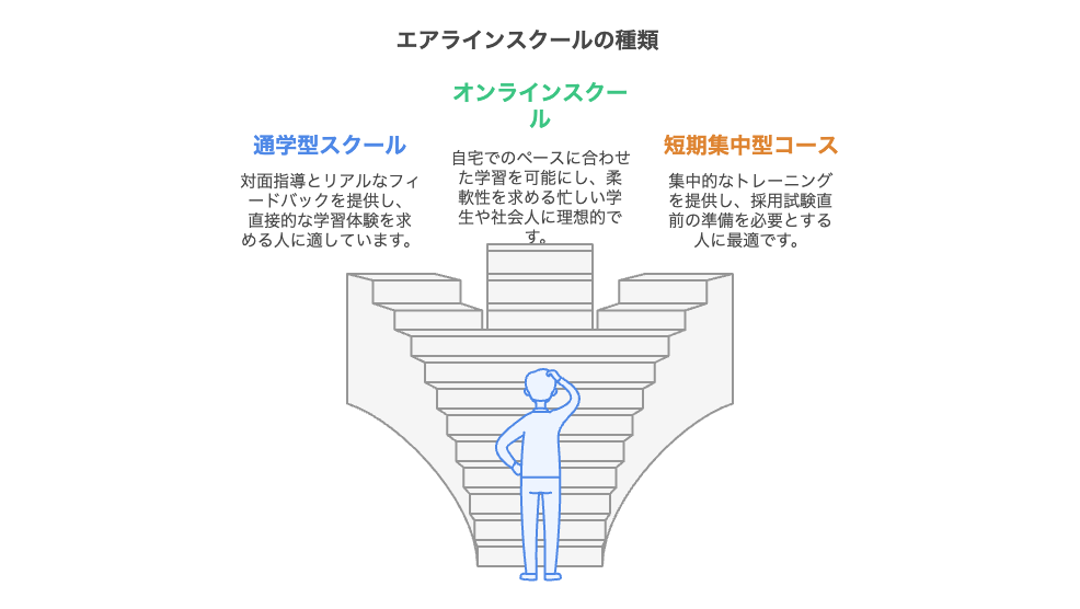 エアラインスクールの種類（図解）